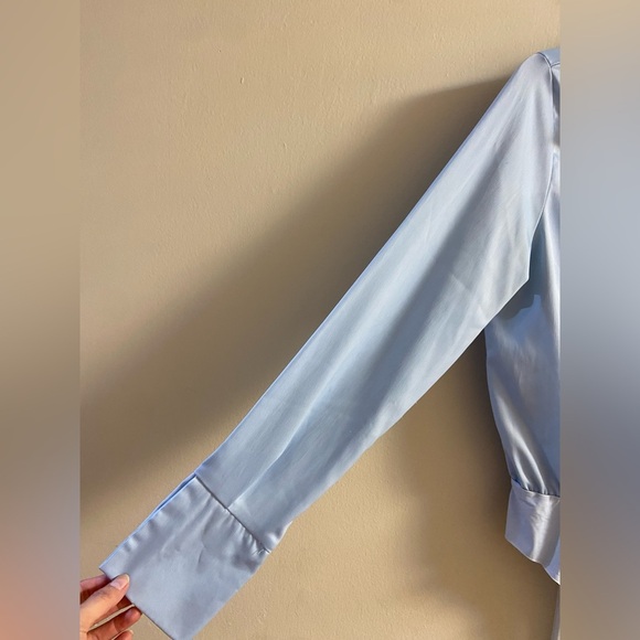 4th & Reckless Blue Bodysuit Blouse Long Sleeve Button Up Medium - Picture 5 of 8